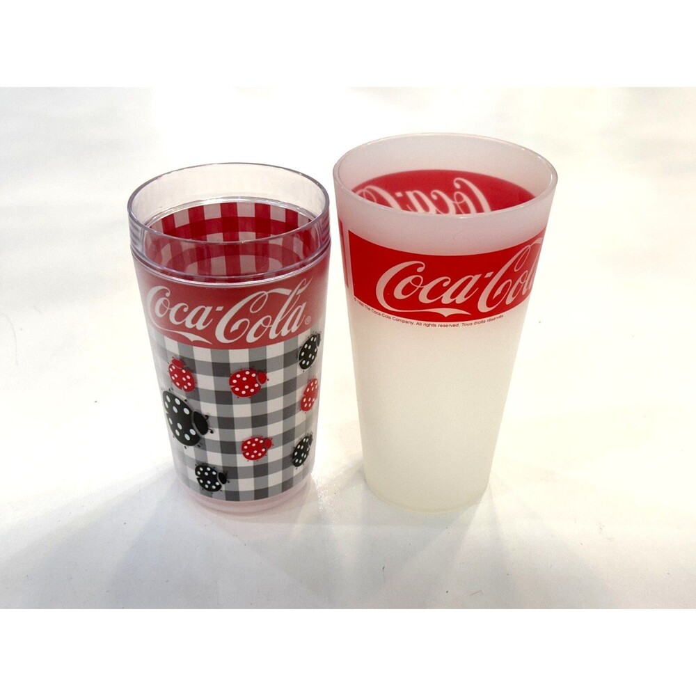 Coca-Cola Vintage 1998 Thermo-Serv Tumbler Glasses Cup Plastic Set of 2
